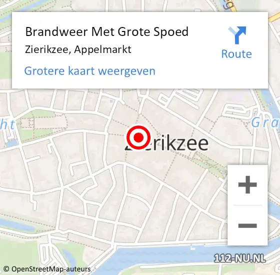 Locatie op kaart van de 112 melding: Brandweer Met Grote Spoed Naar Zierikzee, Appelmarkt op 7 augustus 2017 15:48