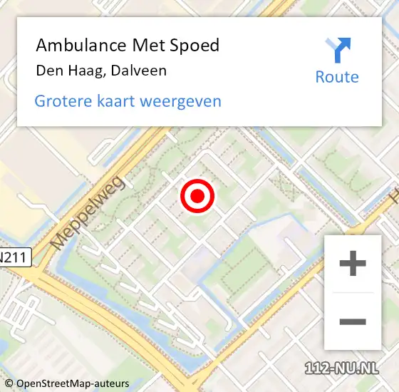 Locatie op kaart van de 112 melding: Ambulance Met Spoed Naar Den Haag, Dalveen op 7 augustus 2017 16:49