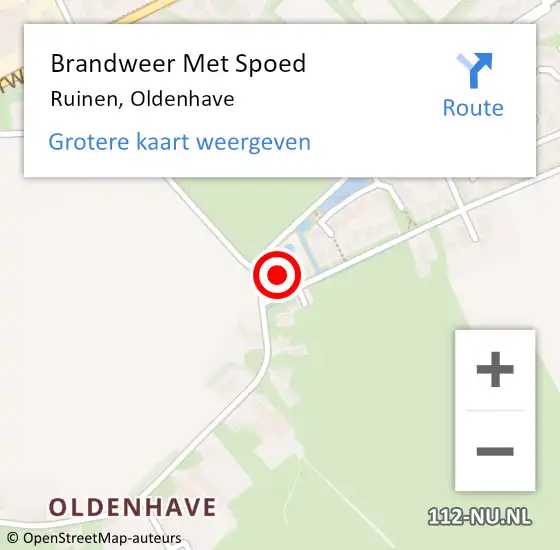 Locatie op kaart van de 112 melding: Brandweer Met Spoed Naar Ruinen, Oldenhave op 7 augustus 2017 16:51