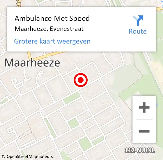 Locatie op kaart van de 112 melding: Ambulance Met Spoed Naar Maarheeze, Evenestraat op 7 augustus 2017 17:06
