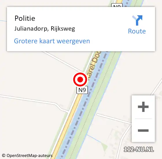 Locatie op kaart van de 112 melding: Politie Julianadorp, Rijksweg op 7 augustus 2017 18:04