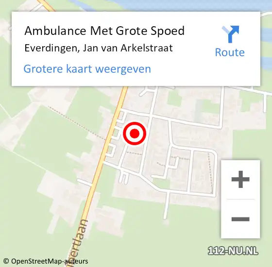 Locatie op kaart van de 112 melding: Ambulance Met Grote Spoed Naar Everdingen, Jan van Arkelstraat op 7 augustus 2017 18:38