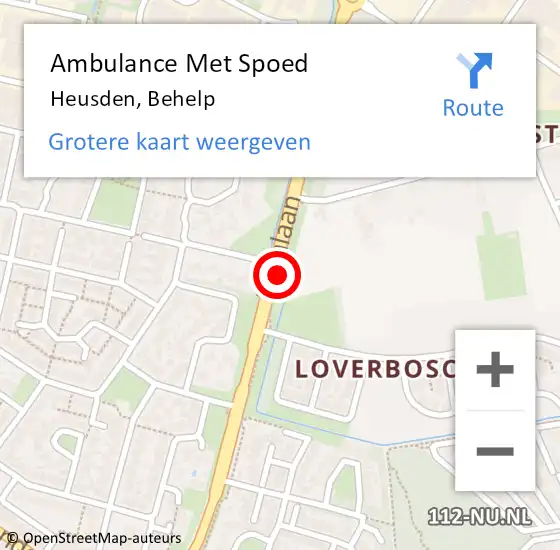 Locatie op kaart van de 112 melding: Ambulance Met Spoed Naar Heusden, Behelp op 7 augustus 2017 18:41