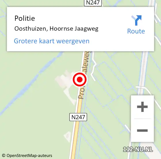Locatie op kaart van de 112 melding: Politie Oosthuizen, Hoornse Jaagweg op 7 augustus 2017 18:43