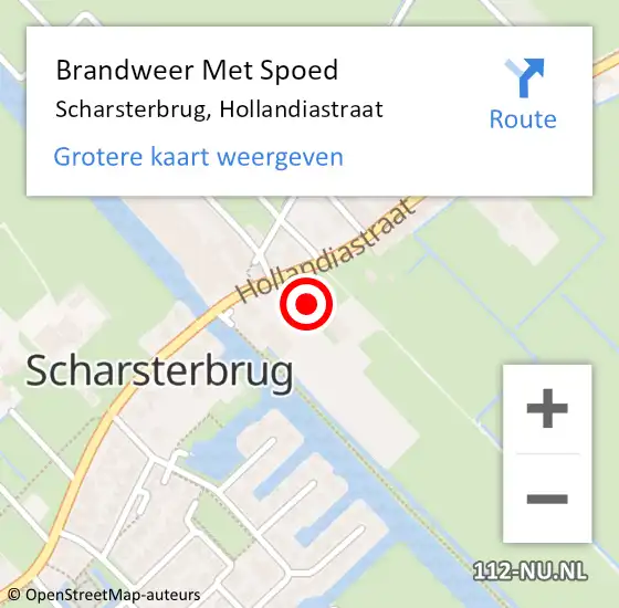 Locatie op kaart van de 112 melding: Brandweer Met Spoed Naar Scharsterbrug, Hollandiastraat op 7 augustus 2017 19:15