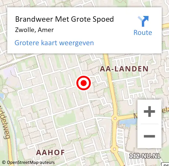 Locatie op kaart van de 112 melding: Brandweer Met Grote Spoed Naar Zwolle, Amer op 7 augustus 2017 19:26