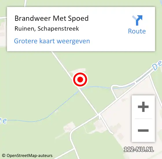 Locatie op kaart van de 112 melding: Brandweer Met Spoed Naar Ruinen, Schapenstreek op 7 augustus 2017 19:44