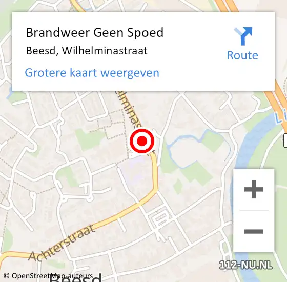 Locatie op kaart van de 112 melding: Brandweer Geen Spoed Naar Beesd, Wilhelminastraat op 7 augustus 2017 20:47