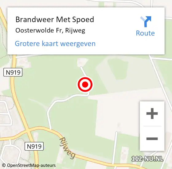 Locatie op kaart van de 112 melding: Brandweer Met Spoed Naar Oosterwolde Fr, Rijweg op 7 augustus 2017 21:01