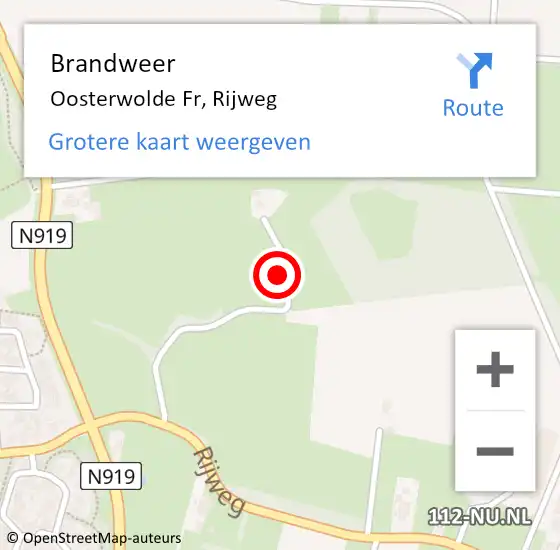 Locatie op kaart van de 112 melding: Brandweer Oosterwolde Fr, Rijweg op 7 augustus 2017 21:05