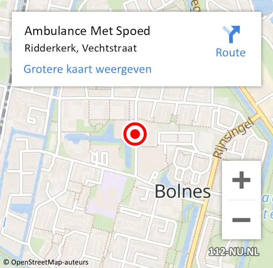 Locatie op kaart van de 112 melding: Ambulance Met Spoed Naar Ridderkerk, Vechtstraat op 7 augustus 2017 21:21