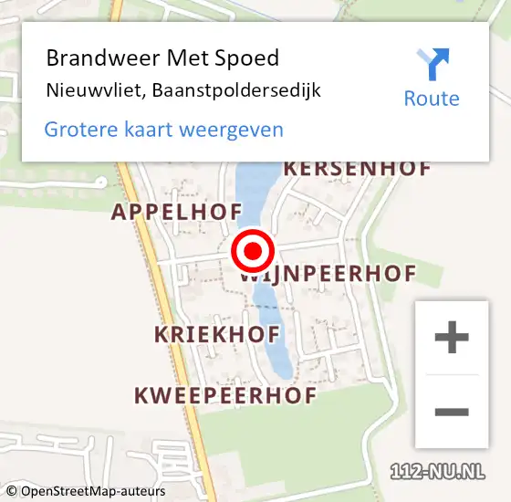 Locatie op kaart van de 112 melding: Brandweer Met Spoed Naar Nieuwvliet, Baanstpoldersedijk op 7 augustus 2017 21:33