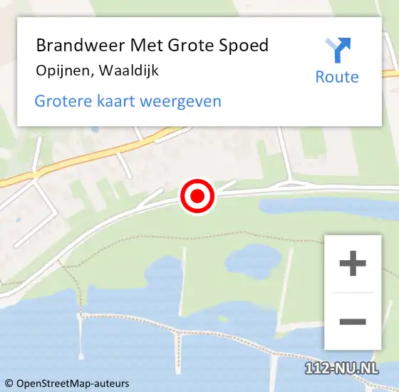 Locatie op kaart van de 112 melding: Brandweer Met Grote Spoed Naar Opijnen, Waaldijk op 7 augustus 2017 21:52