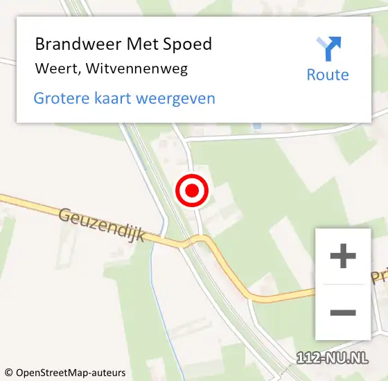 Locatie op kaart van de 112 melding: Brandweer Met Spoed Naar Weert, Witvennenweg op 7 augustus 2017 22:01