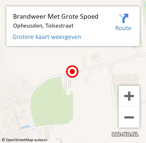 Locatie op kaart van de 112 melding: Brandweer Met Grote Spoed Naar Opheusden, Tolsestraat op 7 augustus 2017 22:10