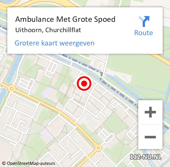 Locatie op kaart van de 112 melding: Ambulance Met Grote Spoed Naar Uithoorn, Churchillflat op 7 augustus 2017 22:38