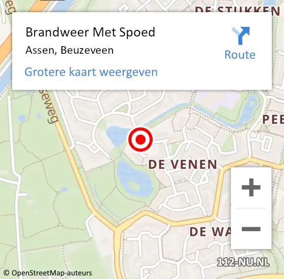 Locatie op kaart van de 112 melding: Brandweer Met Spoed Naar Assen, Beuzeveen op 8 augustus 2017 01:18