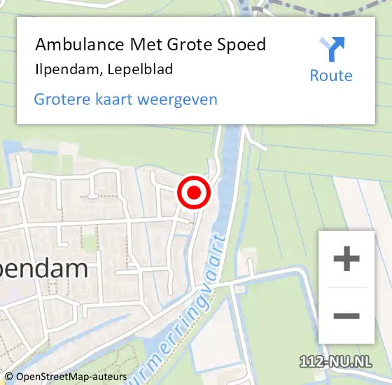 Locatie op kaart van de 112 melding: Ambulance Met Grote Spoed Naar Ilpendam, Lepelblad op 8 augustus 2017 01:18