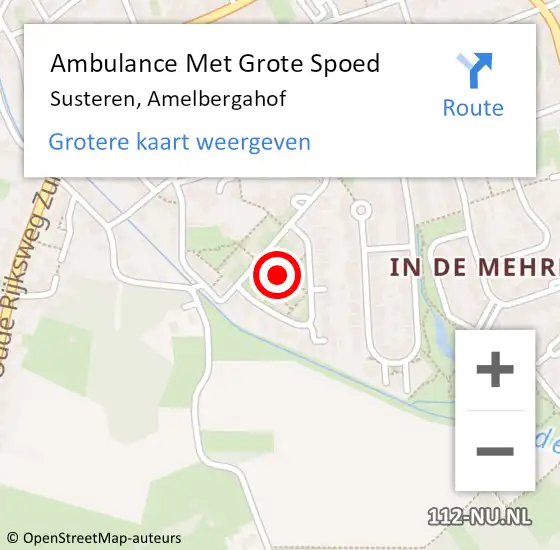 Locatie op kaart van de 112 melding: Ambulance Met Grote Spoed Naar Susteren, Amelbergahof op 8 augustus 2017 02:28