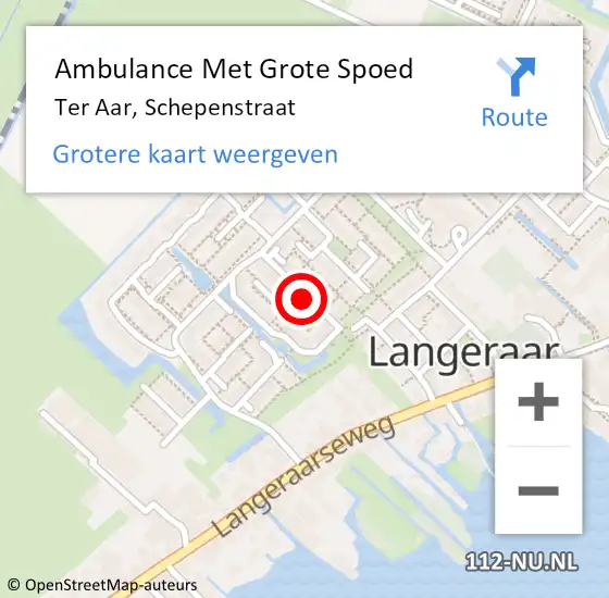 Locatie op kaart van de 112 melding: Ambulance Met Grote Spoed Naar Ter Aar, Schepenstraat op 8 augustus 2017 03:09