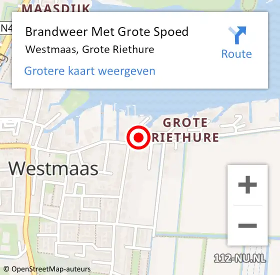 Locatie op kaart van de 112 melding: Brandweer Met Grote Spoed Naar Westmaas, Grote Riethure op 8 augustus 2017 03:22