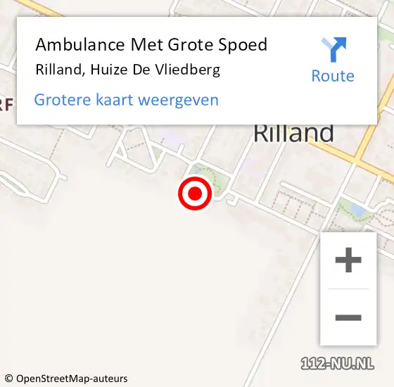 Locatie op kaart van de 112 melding: Ambulance Met Grote Spoed Naar Rilland, Huize De Vliedberg op 8 augustus 2017 04:09