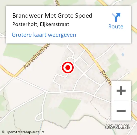 Locatie op kaart van de 112 melding: Brandweer Met Grote Spoed Naar Posterholt, Eijkersstraat op 8 augustus 2017 05:53