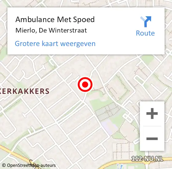 Locatie op kaart van de 112 melding: Ambulance Met Spoed Naar Mierlo, De Winterstraat op 8 augustus 2017 07:42