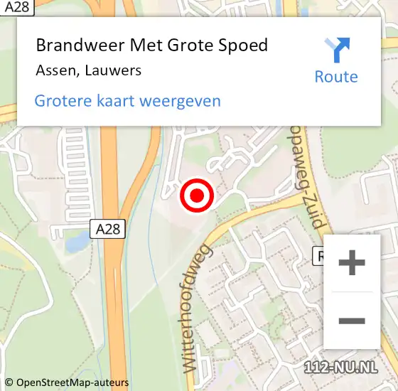 Locatie op kaart van de 112 melding: Brandweer Met Grote Spoed Naar Assen, Lauwers op 8 augustus 2017 07:52