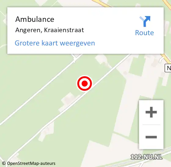 Locatie op kaart van de 112 melding: Ambulance Angeren, Kraaienstraat op 8 augustus 2017 08:30