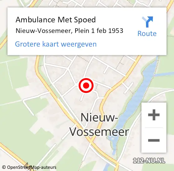 Locatie op kaart van de 112 melding: Ambulance Met Spoed Naar Nieuw-Vossemeer, Plein 1 feb 1953 op 8 augustus 2017 08:45