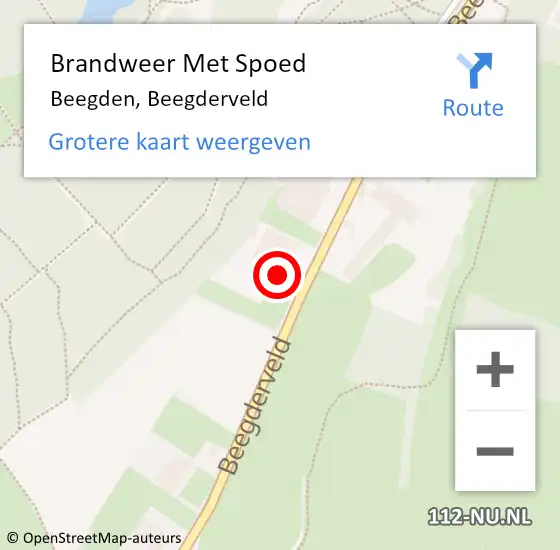 Locatie op kaart van de 112 melding: Brandweer Met Spoed Naar Beegden, Beegderveld op 8 augustus 2017 08:58