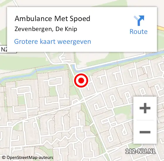 Locatie op kaart van de 112 melding: Ambulance Met Spoed Naar Zevenbergen, De Knip op 8 augustus 2017 09:33