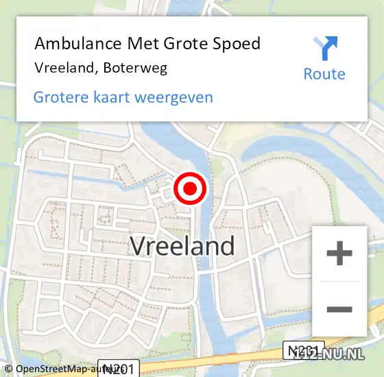 Locatie op kaart van de 112 melding: Ambulance Met Grote Spoed Naar Vreeland, Boterweg op 8 augustus 2017 09:37