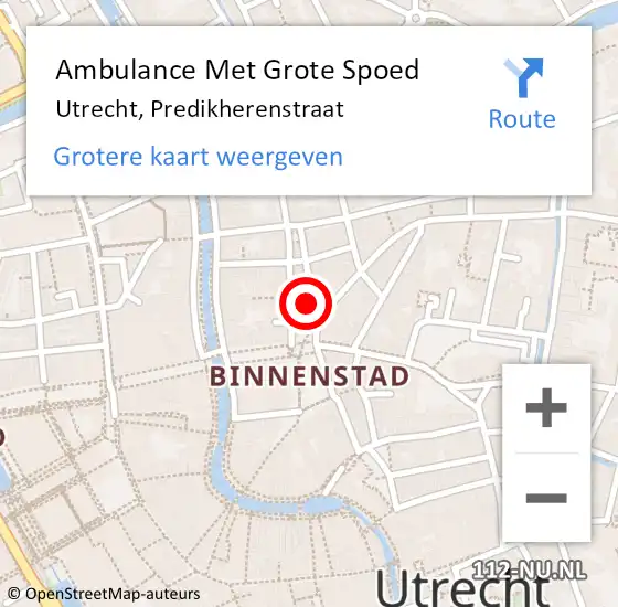 Locatie op kaart van de 112 melding: Ambulance Met Grote Spoed Naar Utrecht, Predikherenstraat op 8 augustus 2017 09:58