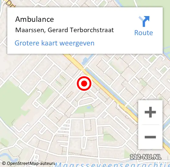 Locatie op kaart van de 112 melding: Ambulance Maarssen, Gerard Terborchstraat op 8 augustus 2017 10:10