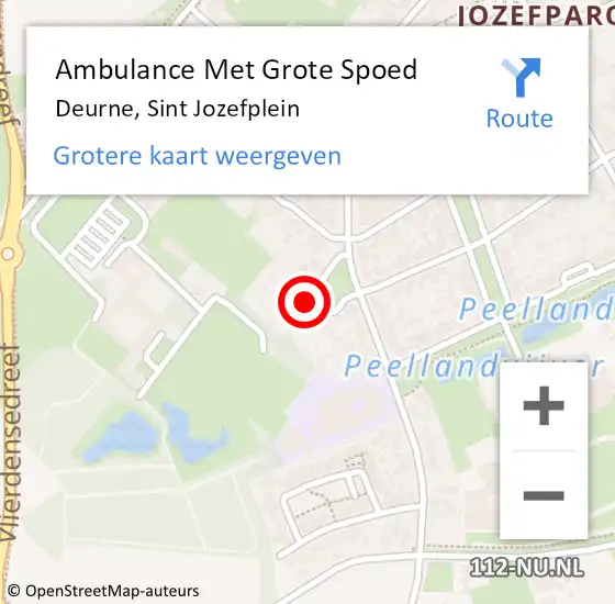 Locatie op kaart van de 112 melding: Ambulance Met Grote Spoed Naar Deurne, Sint Jozefplein op 8 augustus 2017 10:39