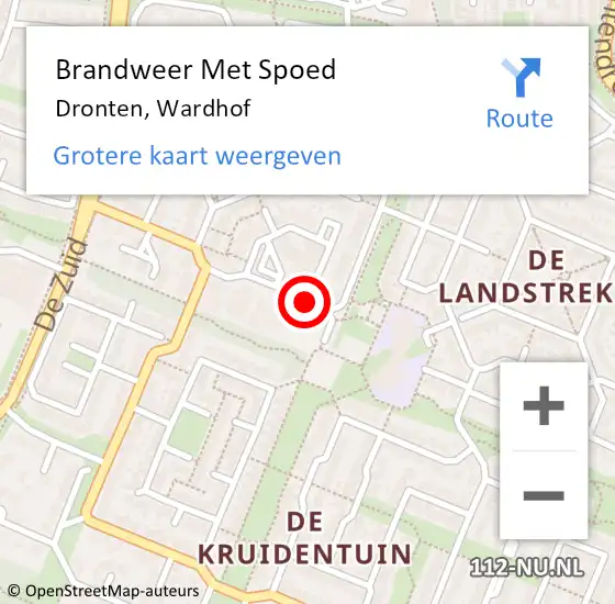 Locatie op kaart van de 112 melding: Brandweer Met Spoed Naar Dronten, Wardhof op 8 augustus 2017 11:02