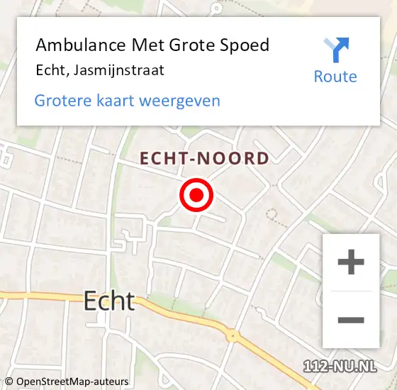 Locatie op kaart van de 112 melding: Ambulance Met Grote Spoed Naar Echt, Jasmijnstraat op 29 januari 2014 10:47