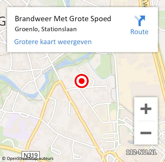 Locatie op kaart van de 112 melding: Brandweer Met Grote Spoed Naar Groenlo, Stationslaan op 8 augustus 2017 12:33