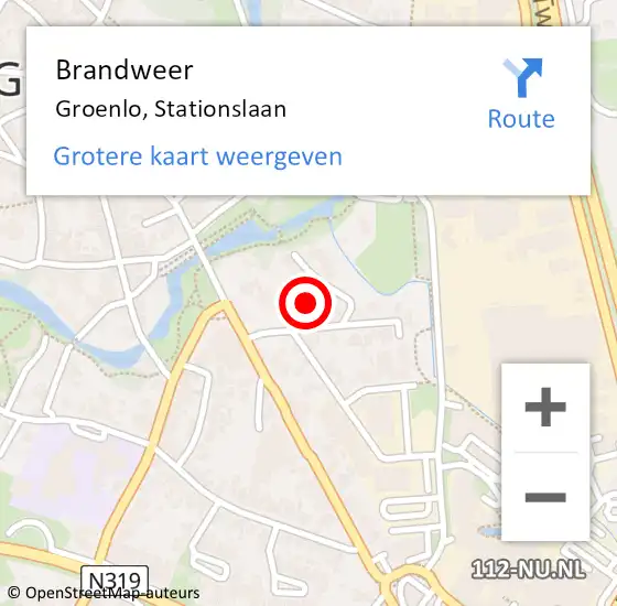 Locatie op kaart van de 112 melding: Brandweer Groenlo, Stationslaan op 8 augustus 2017 12:34