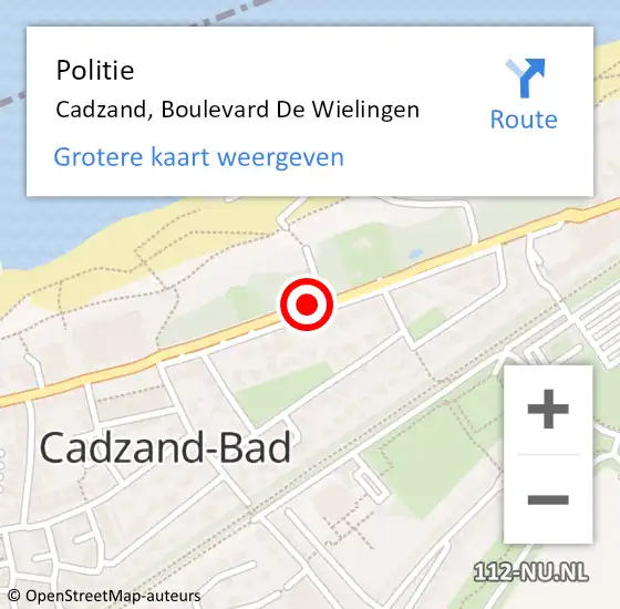 Locatie op kaart van de 112 melding: Politie Cadzand, Boulevard De Wielingen op 8 augustus 2017 12:48