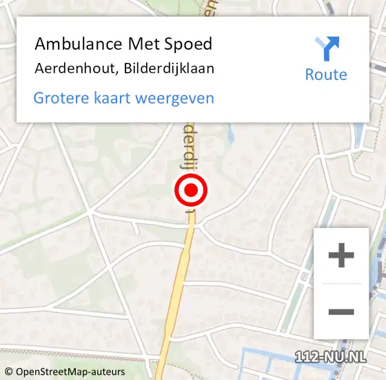 Locatie op kaart van de 112 melding: Ambulance Met Spoed Naar Aerdenhout, Bilderdijklaan op 8 augustus 2017 12:53