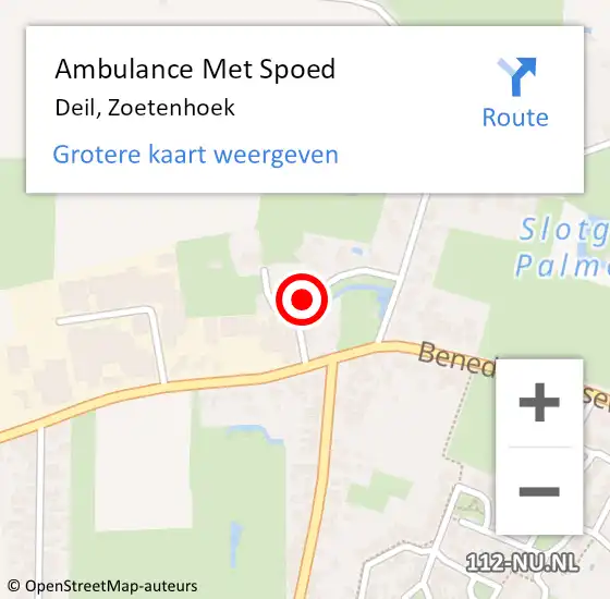 Locatie op kaart van de 112 melding: Ambulance Met Spoed Naar Deil, Zoetenhoek op 8 augustus 2017 13:24