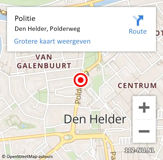 Locatie op kaart van de 112 melding: Politie Den Helder, Polderweg op 8 augustus 2017 13:41