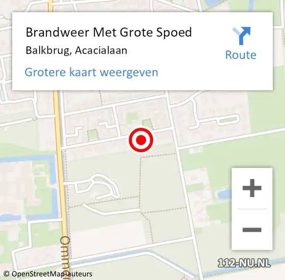 Locatie op kaart van de 112 melding: Brandweer Met Grote Spoed Naar Balkbrug, Acacialaan op 8 augustus 2017 13:57