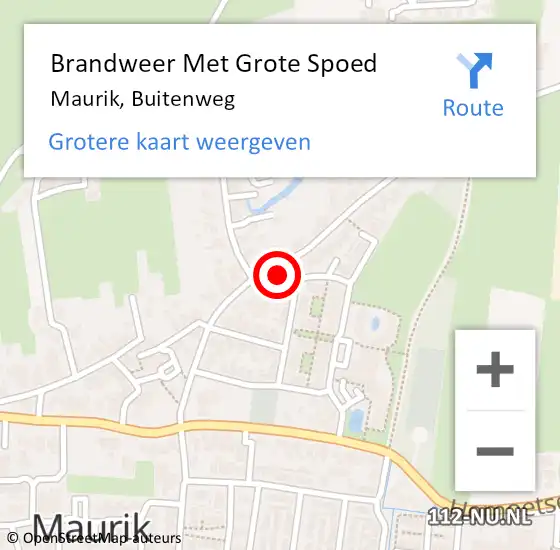 Locatie op kaart van de 112 melding: Brandweer Met Grote Spoed Naar Maurik, Buitenweg op 8 augustus 2017 14:10