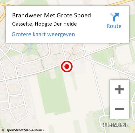 Locatie op kaart van de 112 melding: Brandweer Met Grote Spoed Naar Gasselte, Hoogte Der Heide op 8 augustus 2017 14:15