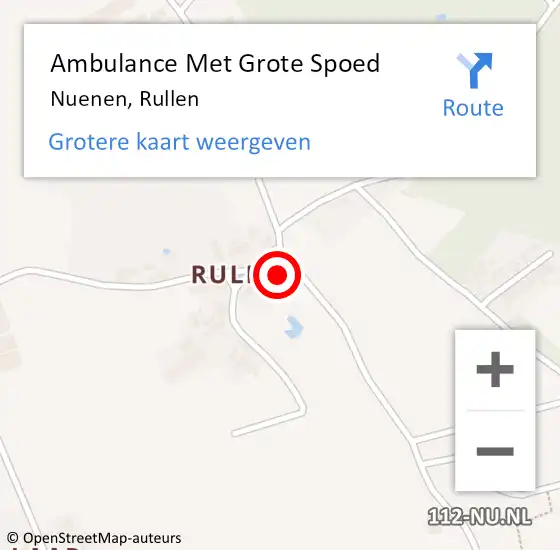 Locatie op kaart van de 112 melding: Ambulance Met Grote Spoed Naar Nuenen, Rullen op 8 augustus 2017 14:27