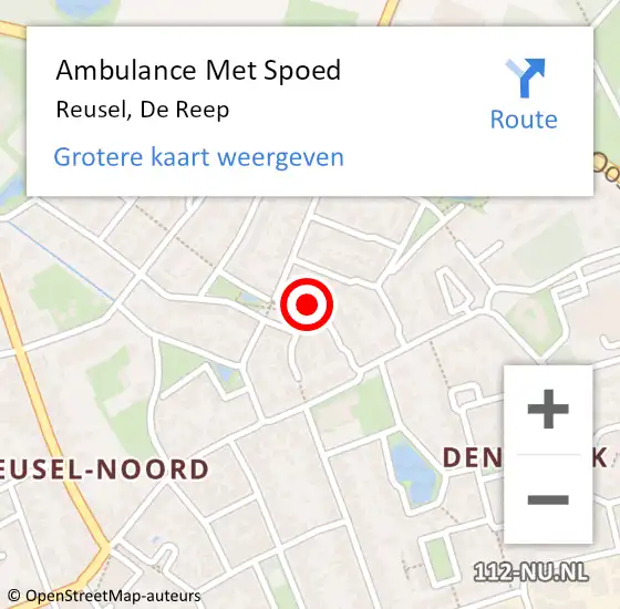 Locatie op kaart van de 112 melding: Ambulance Met Spoed Naar Reusel, De Reep op 8 augustus 2017 14:57